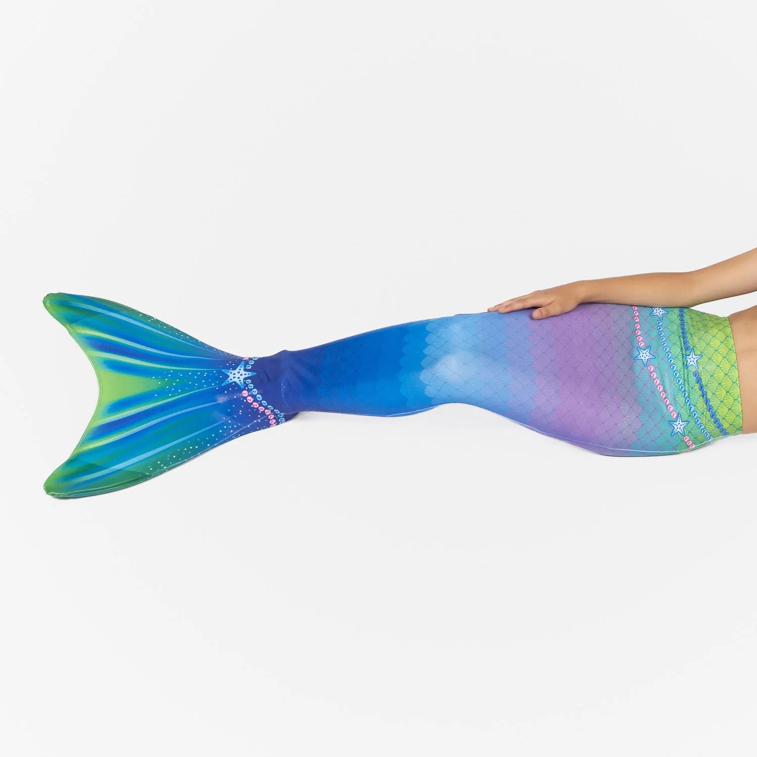 Starfish mermaid tail with monofin, bikini top, goggles and necklace
